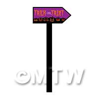 Dolls House Miniature Trick or Treat Halloween Sign on Stick