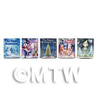 dolls house miniature set of five classic themed childrens christmas books