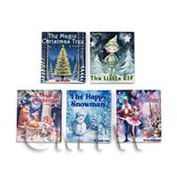 dolls house miniature set of five classic themed childrens christmas books
