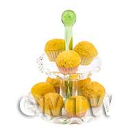 Dolls House Miniature 9 Cupcakes on Green Glass Cake Stand (Style 2)