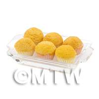 Dolls House Miniature 6 Small Cupcakes on Glass Tray