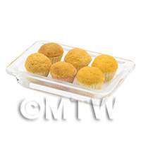 Dolls House Miniature 6 Large Cupcakes on Glass Tray