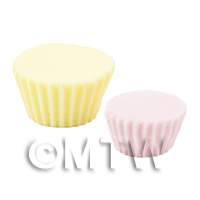 Dolls house miniature Large and Small Cupcake base comparison