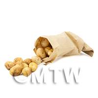 Dolls house miniature paper bag of dirty potatoes 
