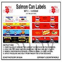 Dolls House Miniature 1:6th Set Of 8 Salmon Can Labels (Set 2)