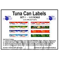 Dolls House Miniature 1:12th Set Of 8 Tuna Can Labels (Set 1)