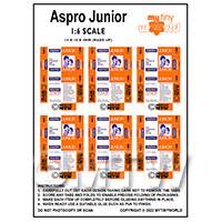 1:6th Dolls House Miniature Packaging Sheet of 6 Aspro Junior Boxes