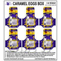 1:6th Dolls House Miniature Packaging Sheet of 6 Caramel Eggs