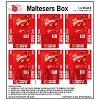 1:6th Dolls House Miniature Packaging Sheet of 6 Maltesers Boxes