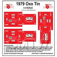 1:6th Dolls House Miniature Packaging Sheet of 3 Oxo Box Tins