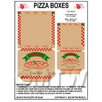 1:6th Dolls House Miniature Packaging Sheet of 2 Pizza Boxes