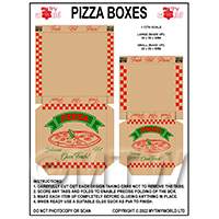 1:12th Dolls House Miniature Packaging Sheet of 2 Pizza Boxes