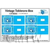 1:24th Dolls House Miniature Packaging Sheet of 4 Vintage Toblerone Boxes