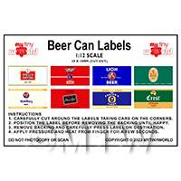 Dolls House Miniature 1:12th Set Of 8 Beer Can Labels