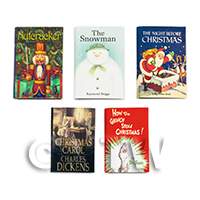 Dolls House Miniature Set of 5 Christmas Books (Set 1)
