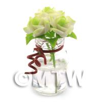 3 Miniature White Roses in a Short Glass Vase 