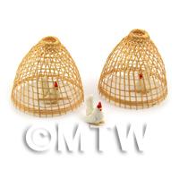 Dolls House Miniature Asian Style Chicken Coups with Chickens