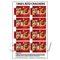 Dolls House Miniature Packaging Sheet of 8 Ritz Crackers From 1960s