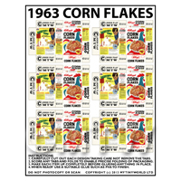 Dolls House Miniature Packaging Sheet of 6 1963 Corn Flakes