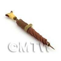 Dolls House Miniature Brown Folded Fabric Umbrella