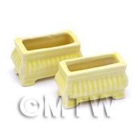 2 Dolls House Miniature Garden Yellow Flower Box / Planters