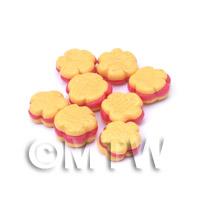 Dolls House Miniature Flower Shaped Strawberry Cream Biscuit