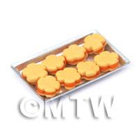 Dolls House Minature Flower Shaped Orange Biscuits On A Tray