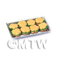 Dolls House Miniature Flower Shaped Green Biscuits On A Tray