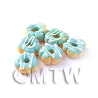 Dolls House Miniature Flower Shaped Blue Iced Glazed Donut