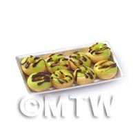 Dolls House Miniature Green Iced Donuts On A Tray