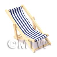 Dolls House Miniature Blue and White Garden Deck Chair