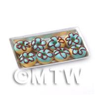 Dolls House Miniautre Blue Donuts On A Tray