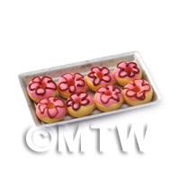 Dolls House Minature Pink Donuts On A Tray
