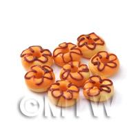 Dolls House Miniature Orange Iced Flower Donut