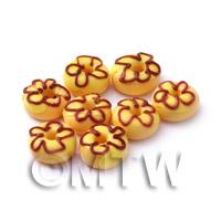 Dolls House Miniature Yellow Iced Flower Donut