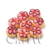 Dolls House Miniature Pink Iced Flower Donut