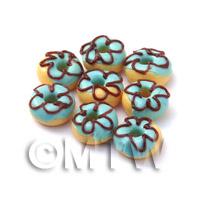 Dolls House Miniature Blue Iced Flower Donut