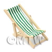 Dolls House Miniature Green and White Garden Deck Chair