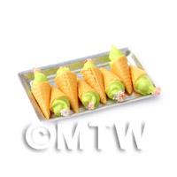 Dolls House Miniature Green Marshmallow Cones On A Tray