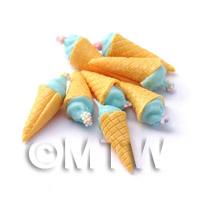 Dolls House Miniature Blue Ice Cream Cone