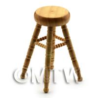 1/12th scale - Dolls House Miniature Varnished Pine Bar Stool 