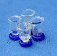 Dolls House Miniature 4 Piece Blue Bottom Real Glass Set 