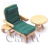 Dolls House Miniature Green Garden Sun Lounger