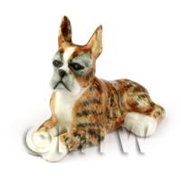 Dolls House Minature Ceramic Brindle Boxer Dog