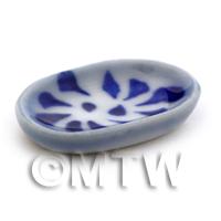 Dolls House Miniature 12mm x 20mm Blue Spotted Plate