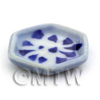 Dolls House Miniature 17mm Blue Spotted Hexagonal Plate