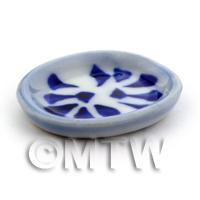 Dolls House Miniature 17mm x 22mm Blue Spotted Plate