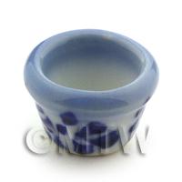 Dolls House Miniature 16mm Blue Spotted Plant Pot