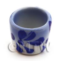 Dolls House Miniature 16mm Blue Spotted Flower Pot