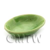 Dolls House Miniature 18mm x 27mm Green Ceramic Serving Dish